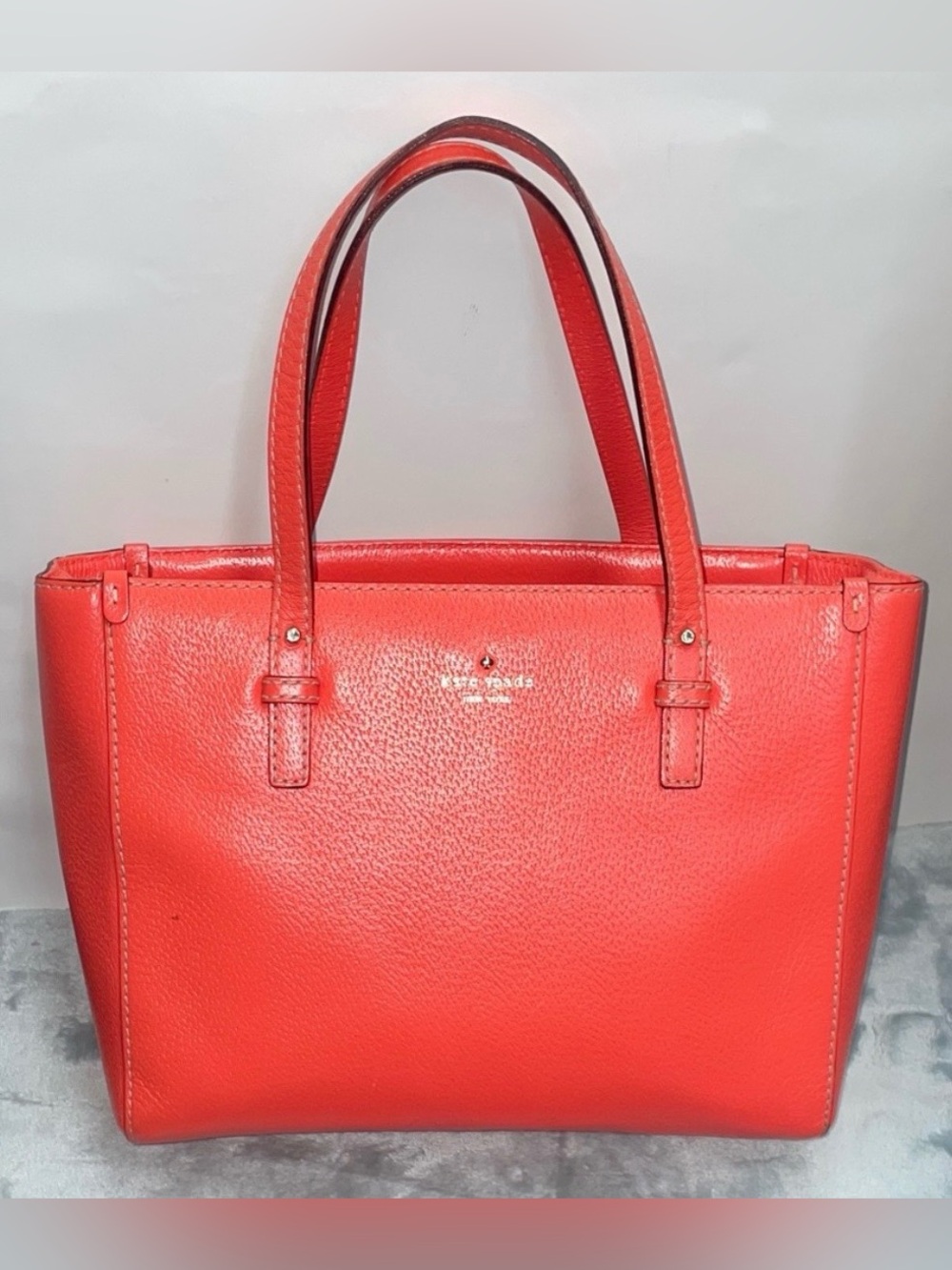 Kate Spade Grand Street Quinn Geranium-Colored Pebbled Leather Satchel - GUC